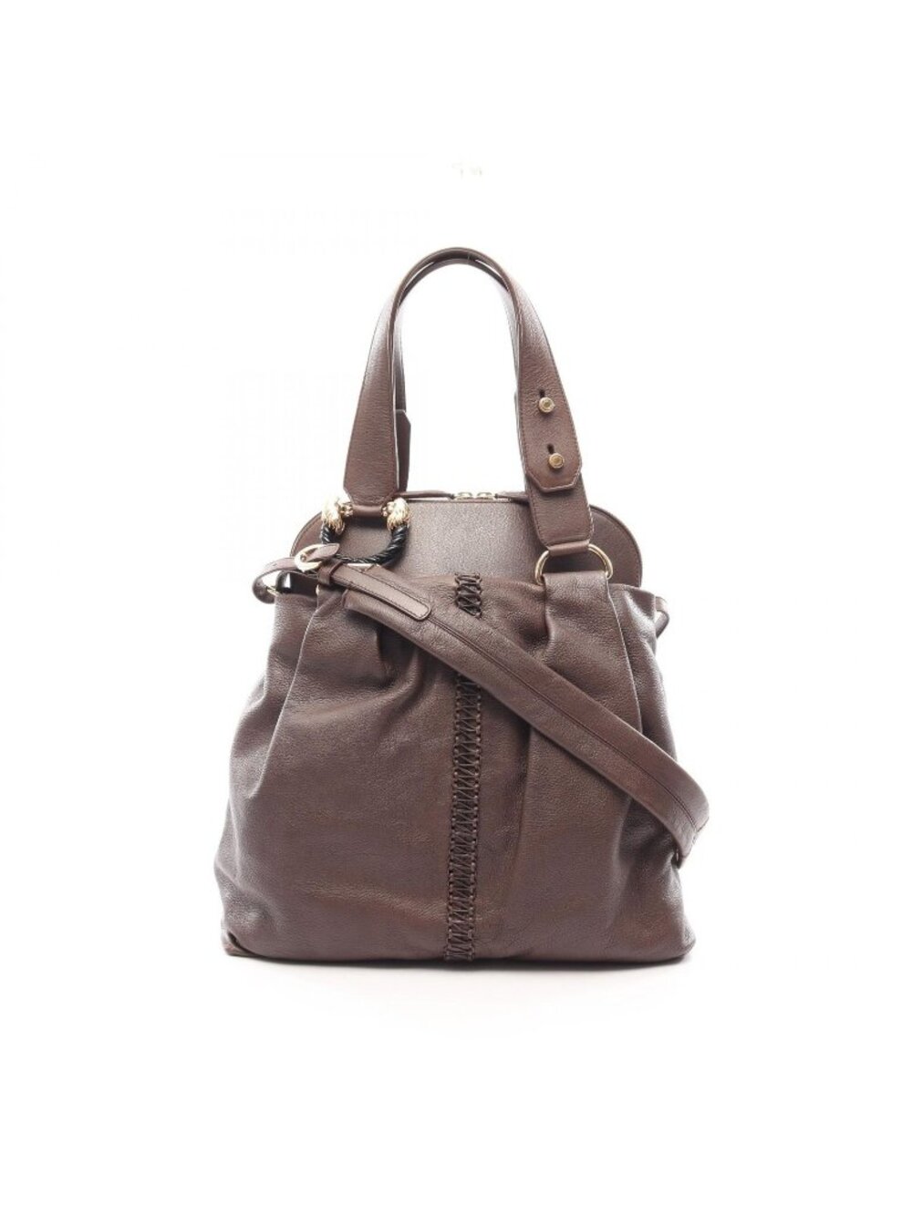 Bvlgari Handbag Leoni 2-Way Brown Leather Tote
